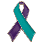 Ribbon Lapel Pin - Teal with Purple