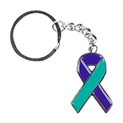 Teal & Purple Ribbon Keychain